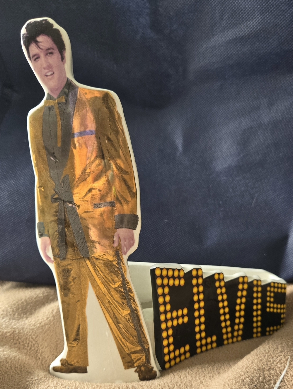 ELVIS PRESLEY  VANDOR Porcelain Goldlame Decol Photo Frame Small Chip See Pic